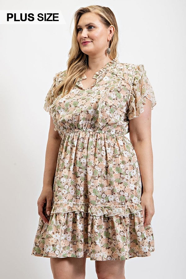 floral printed ruffle dress