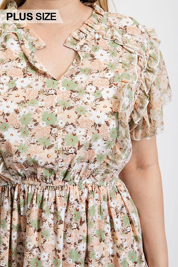 floral printed ruffle dress