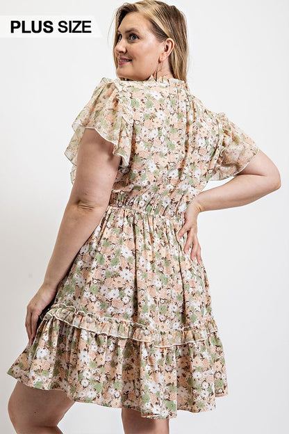 Floral Printed Ruffle Dress