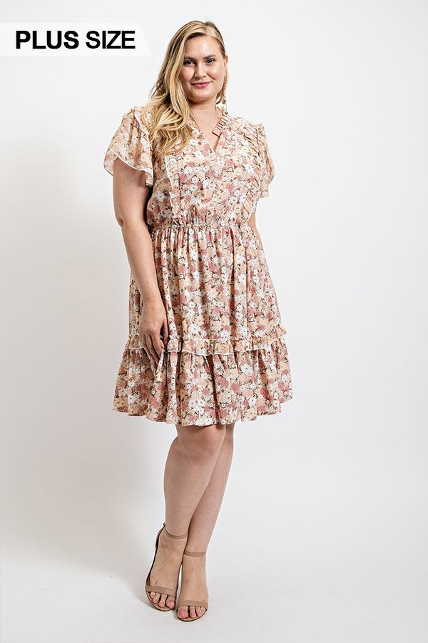 floral printed ruffle dress