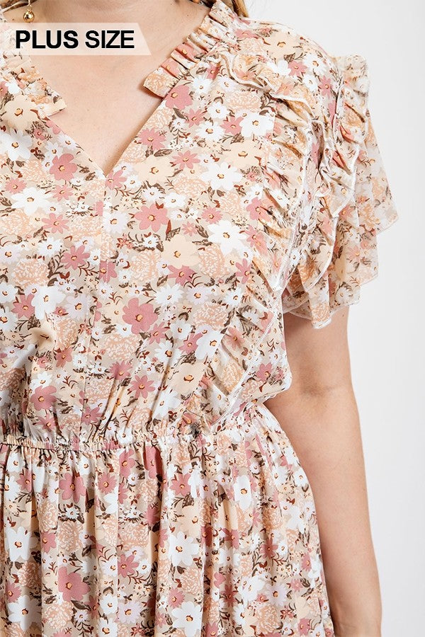 floral printed ruffle dress