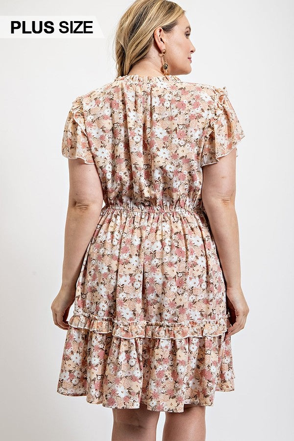 floral printed ruffle dress