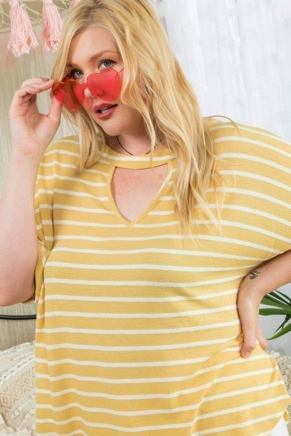 neck stripe print top