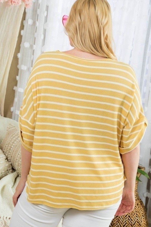 neck stripe print top