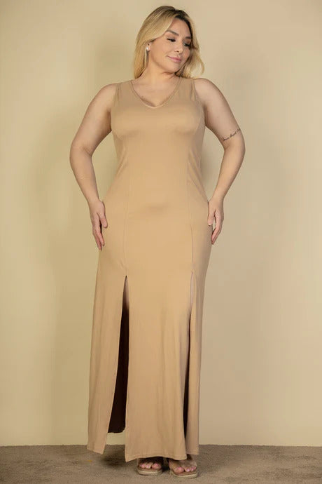 plunge neck maxi dress