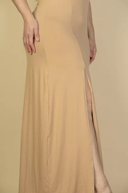 Plunge Neck Maxi Dress