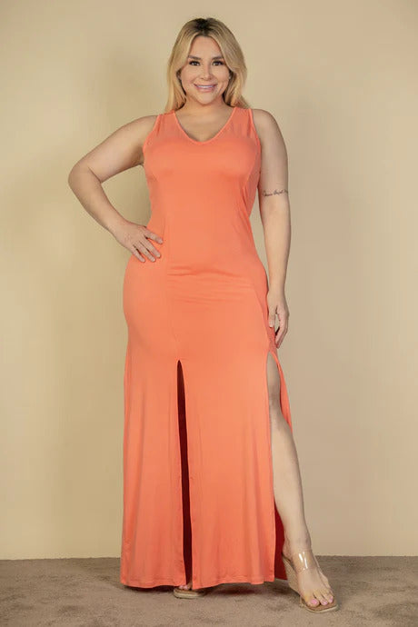 plunge neck maxi dress