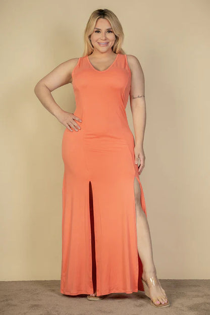 Plunge Neck Maxi Dress