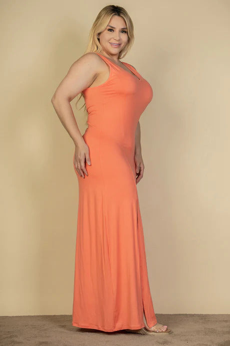 plunge neck maxi dress