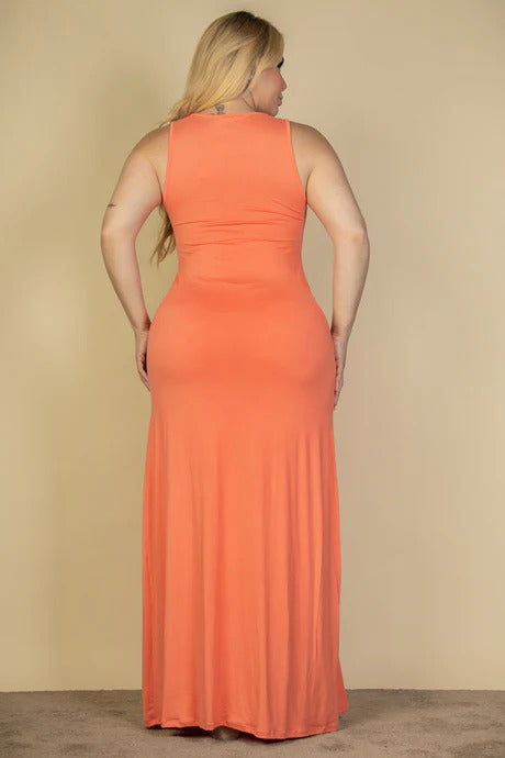 plunge neck maxi dress