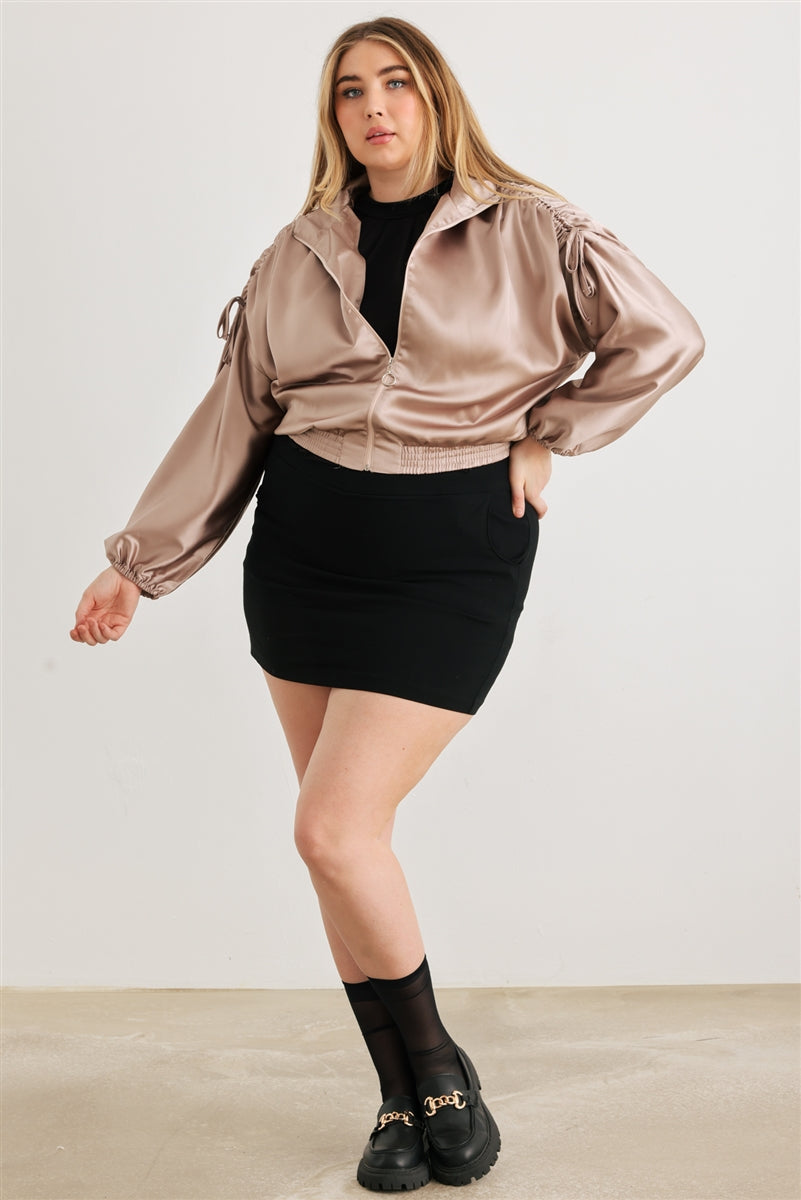 satin cropped bomber jacket