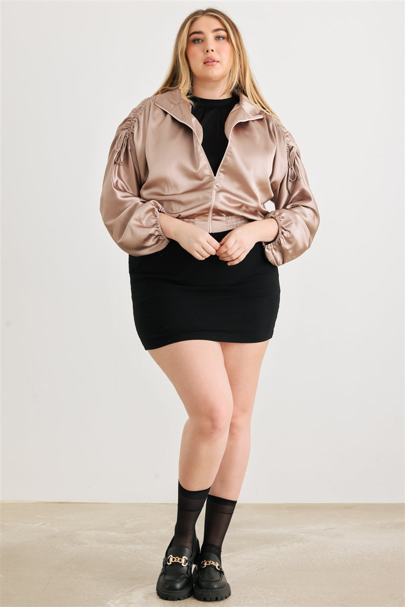 satin cropped bomber jacket