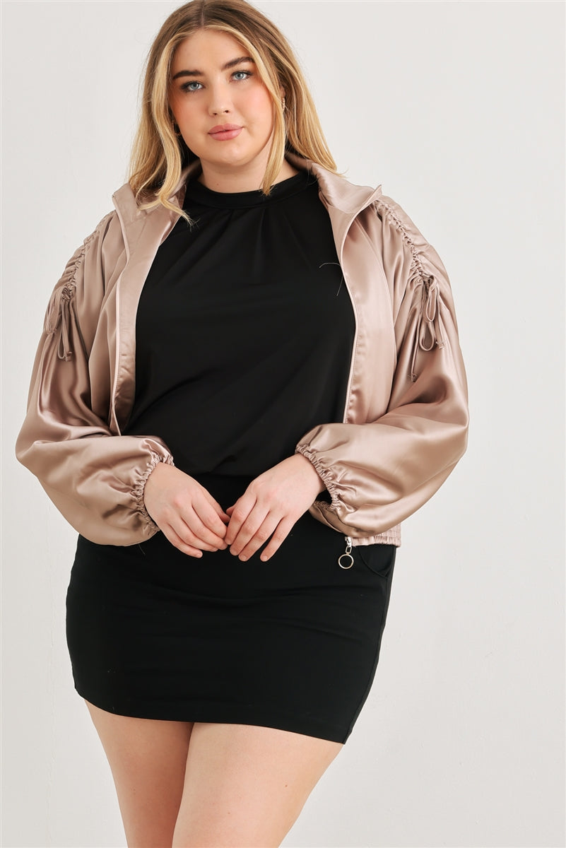 satin cropped bomber jacket