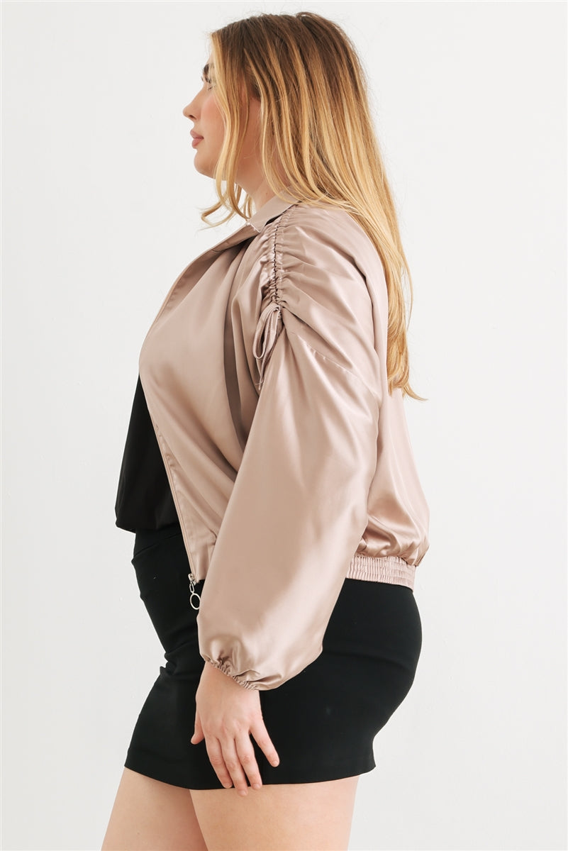 satin cropped bomber jacket