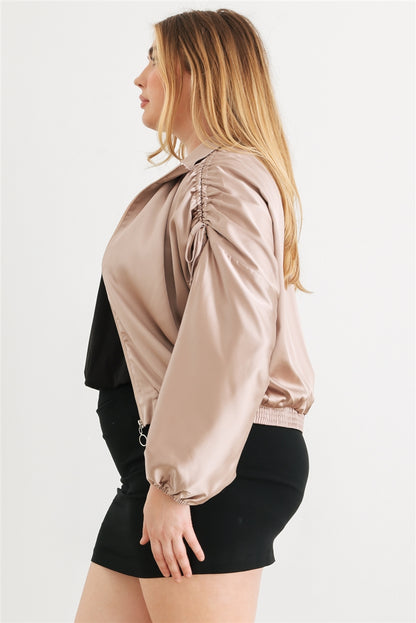 Satin Cropped Bomber Jacket