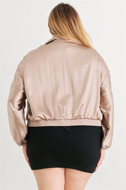 Satin Cropped Bomber Jacket