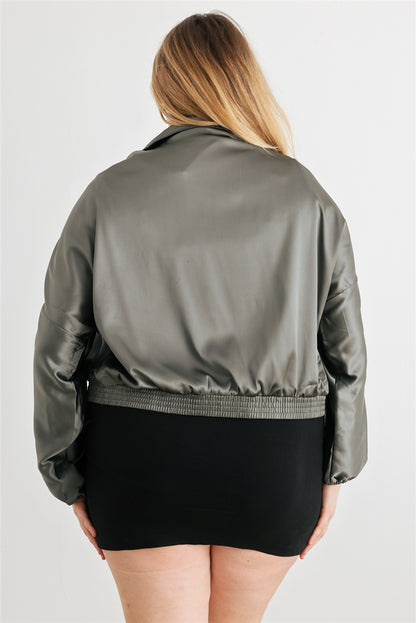 Satin Cropped Bomber Jacket