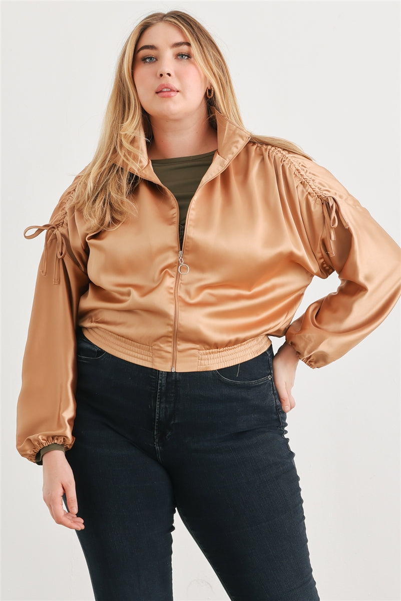 satin cropped bomber jacket