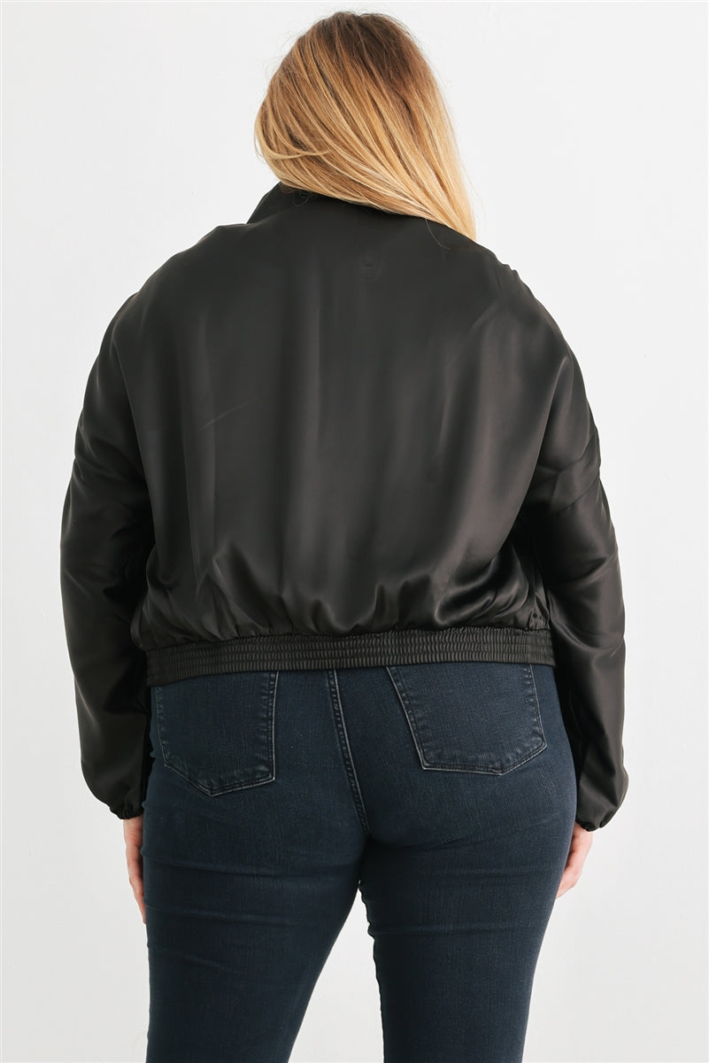 satin cropped bomber jacket