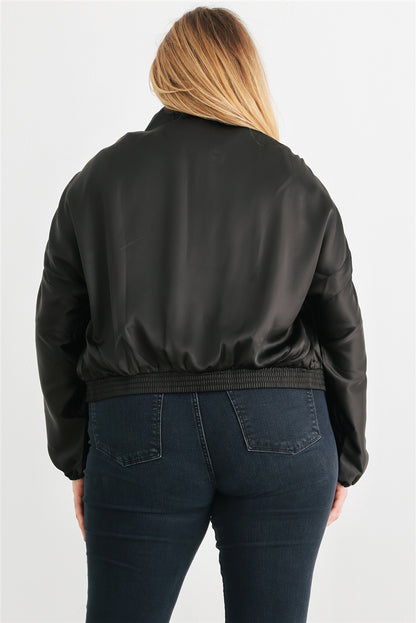 Satin Cropped Bomber Jacket