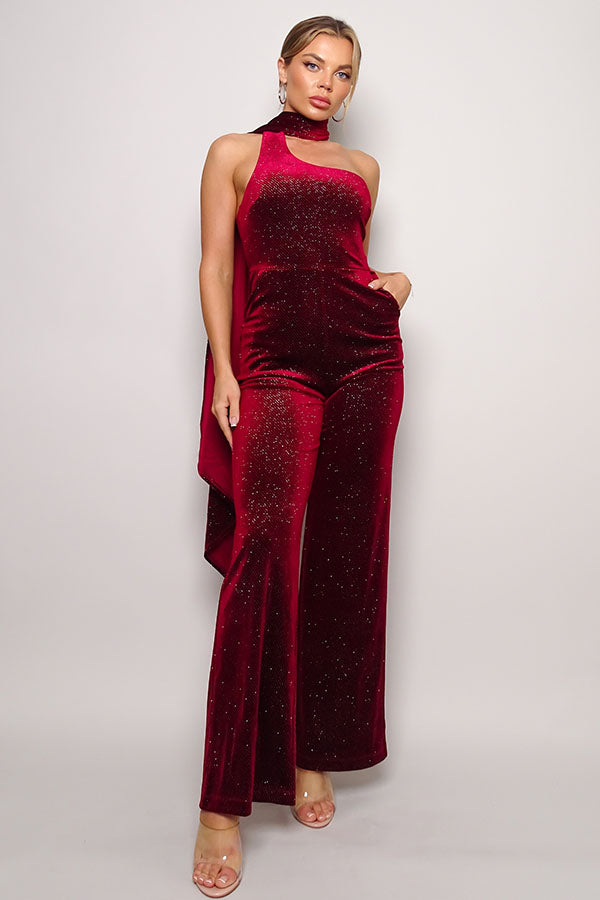 glitter velvet jumpsuit