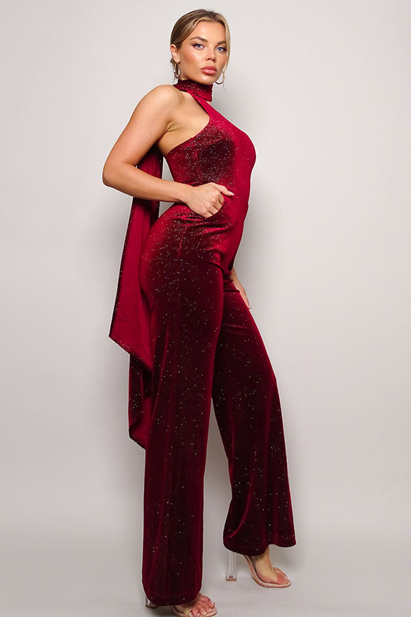 glitter velvet jumpsuit