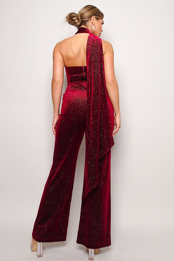 glitter velvet jumpsuit