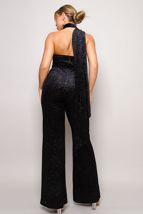 glitter velvet jumpsuit