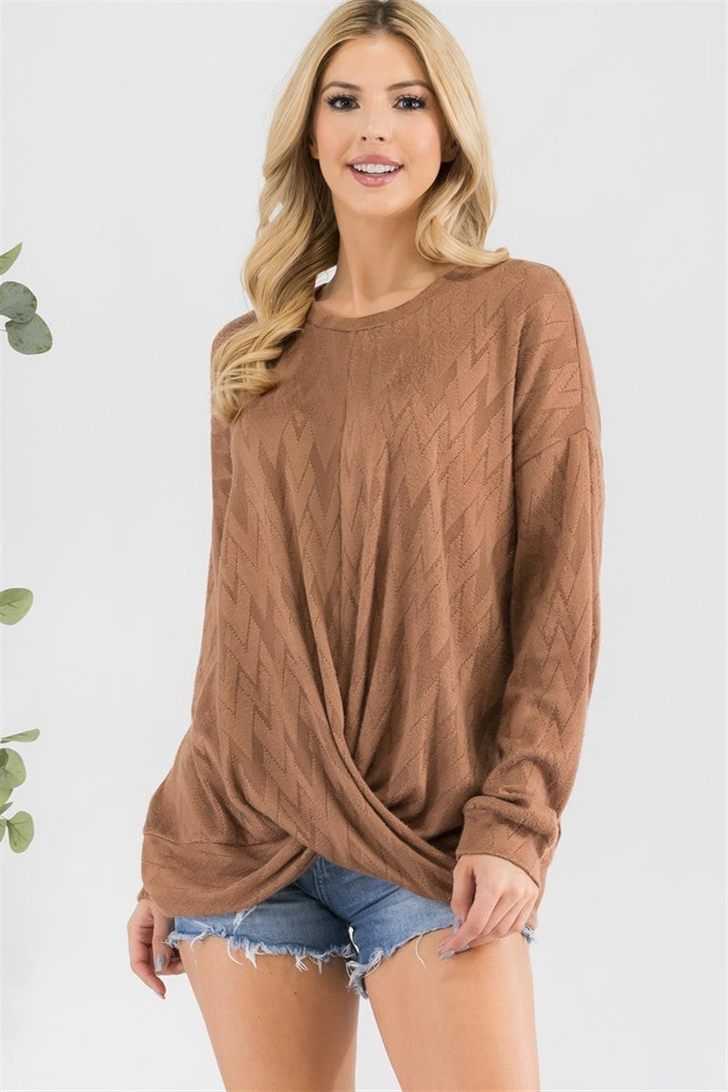 textured front tie top