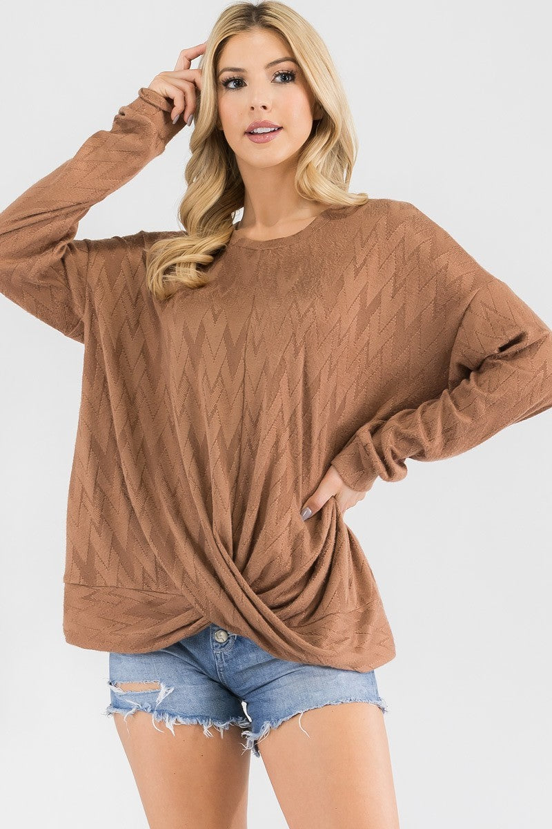 textured front tie top