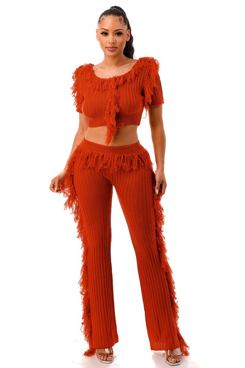 fringe top & pants set