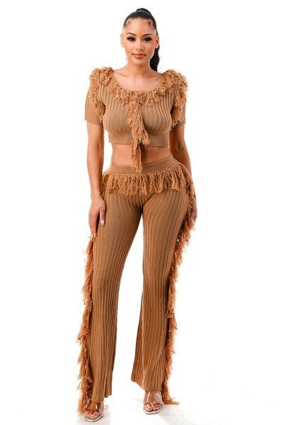 fringe top & pants set