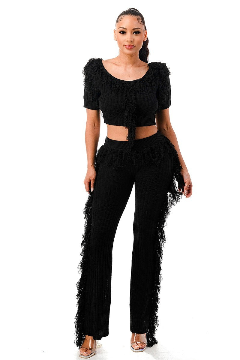 fringe top & pants set