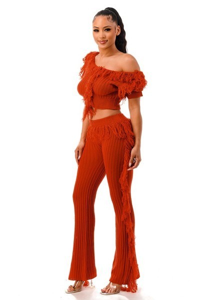 fringe top & pants set