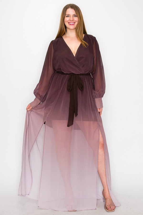 ombre chiffon maxi dress