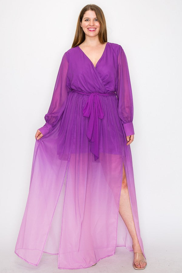 ombre chiffon maxi dress