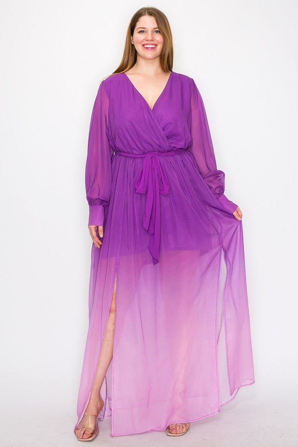 ombre chiffon maxi dress