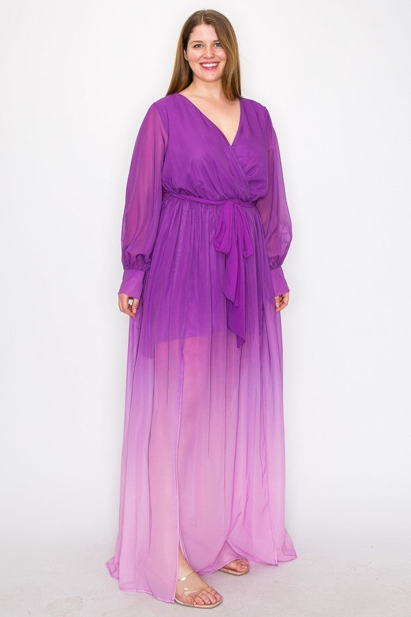 ombre chiffon maxi dress