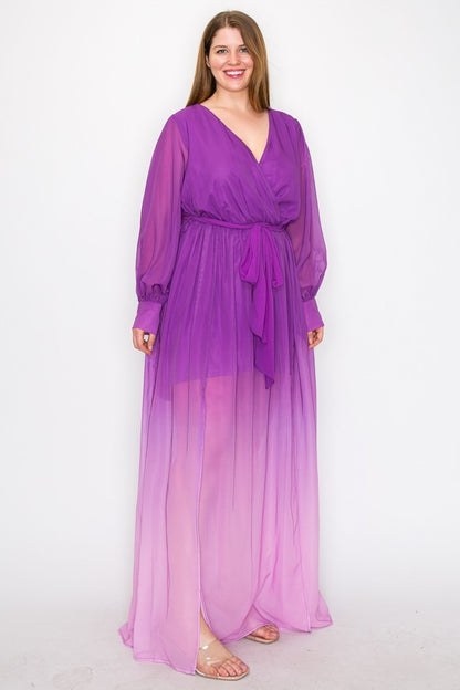 Ombre Chiffon Maxi Dress