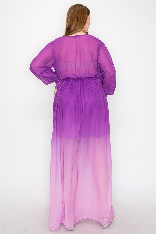 ombre chiffon maxi dress