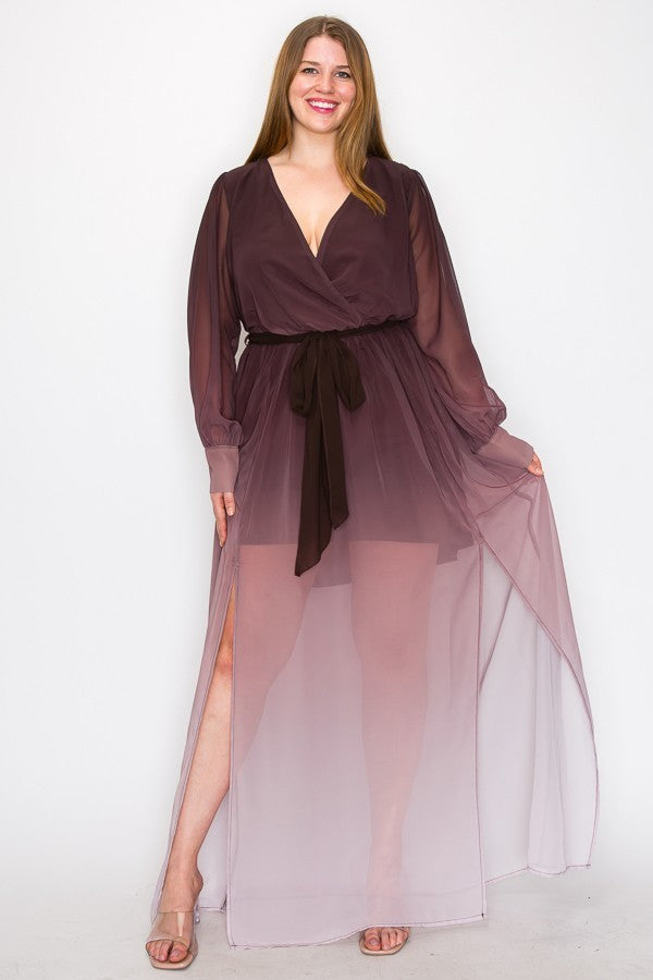 ombre chiffon maxi dress