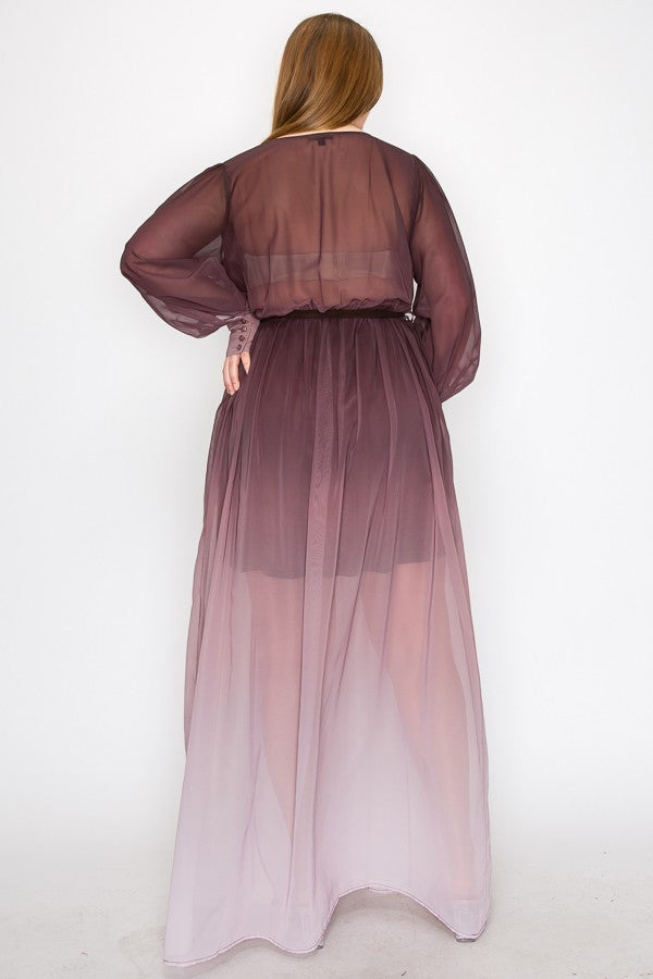 ombre chiffon maxi dress