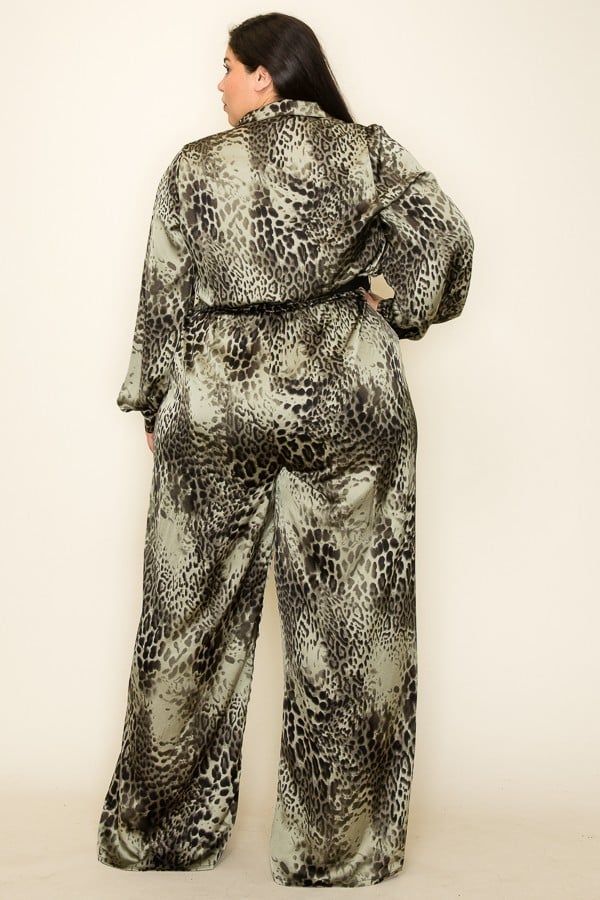 satin leopard palazzo jumpsuit