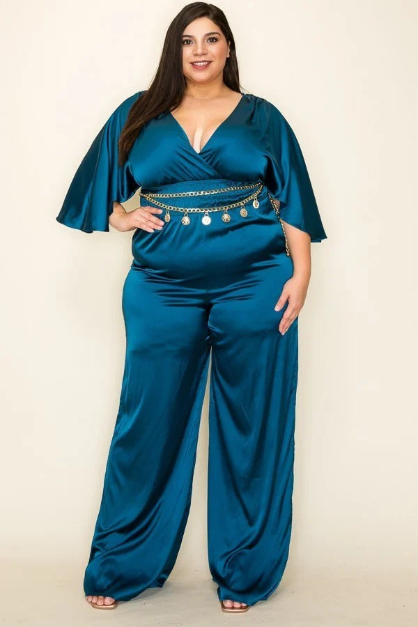 satin front wrap jumpsuit