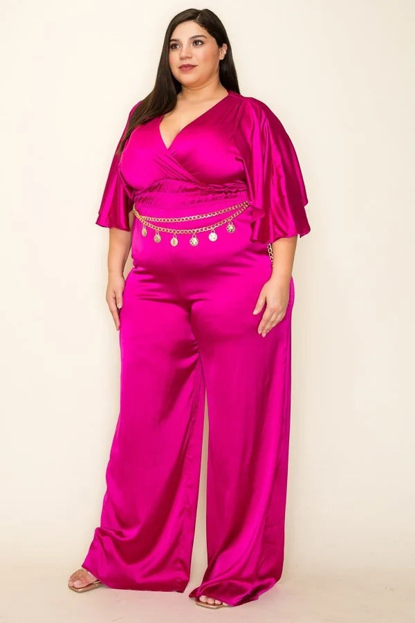 satin front wrap jumpsuit