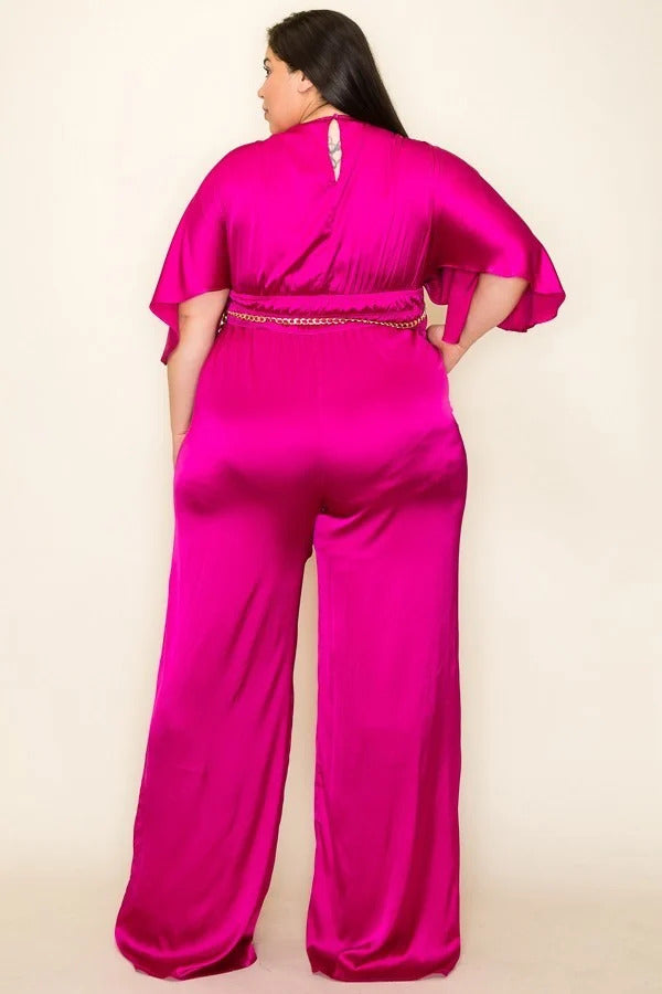 satin front wrap jumpsuit