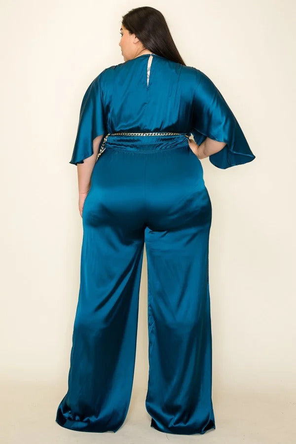 satin front wrap jumpsuit