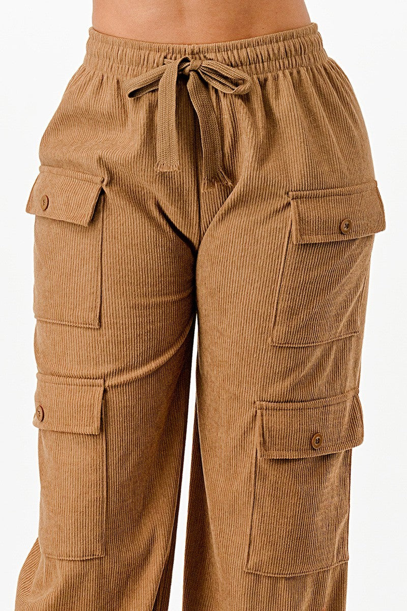 solid corduroy cargo pants