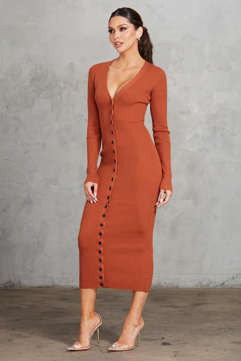 ribbed midi dress