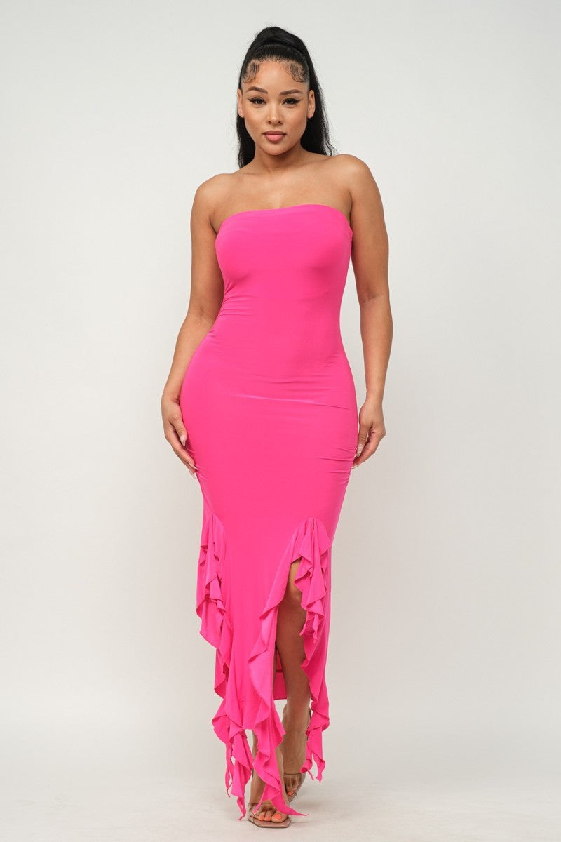 bottom ruffle maxi dress